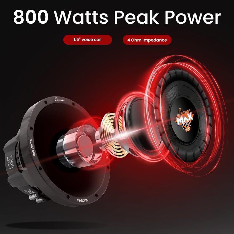 Lanzar 8 inch Car Subwoofer Speaker - Black Non-Pressed Paper Cone, Aluminum Voice Coil, 4 Ohm Impedance, 800 Watt Power and Foam Edge Suspension for Vehicle Audio Stereo Sound System - MAXP84 - Image 5